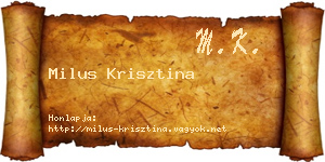 Milus Krisztina névjegykártya